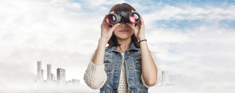 Woman using binoculars